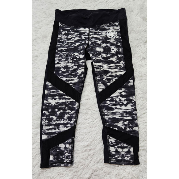 Soul Cycle‎ Women's Black Spacedye Cropped Cycling Spin Workout Leggings. Size L - Picture 1 of 9